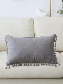 1入組流蘇邊靠墊套不附帶墊芯 - 灰色 - 查看 2