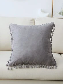 1入組流蘇邊靠墊套不附帶墊芯 - 灰色 - 查看 3