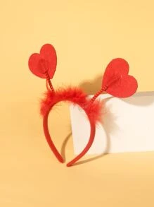 Diadema de disfraz con adorno de corazón de peluche - Rojo - Ver 2
