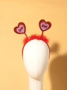 Diadema de disfraz con adorno de corazón de peluche - Rojo - Ver 3