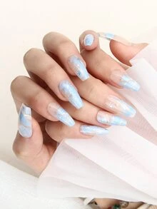 JOYME 24pcs Long Coffin Sun Pattern Fake Nail & 1pc Nail File & 1sheet Tape - Multicolor - View 7