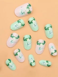 JOYME 24pcs Short Oval Fake Nail & 1sheet Tape & 1pc Nail File - Multicolor - View 5