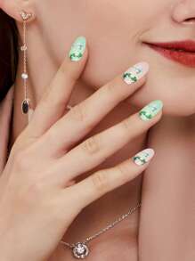 JOYME 24pcs Short Oval Fake Nail & 1sheet Tape & 1pc Nail File - Multicolor - View 6