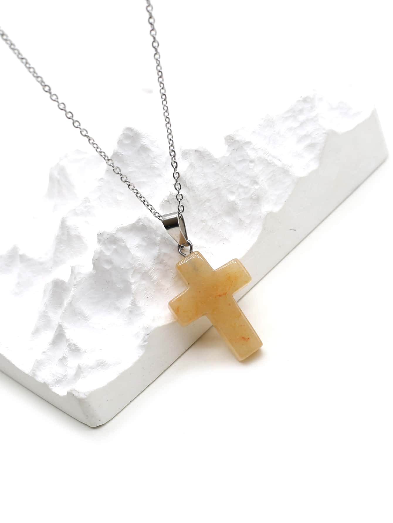 Cross Pendant Necklace - Yellow - View 1