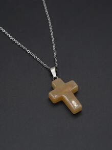 Cross Pendant Necklace - Yellow - View 2