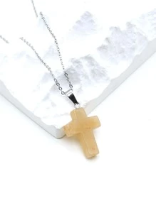 Cross Pendant Necklace - Yellow - View 4