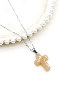 Cross Pendant Necklace - Yellow - View 5