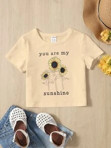 SHEIN Baby Girl Relaxed Fit Pullover Top, Suitable For Spring & Summer