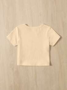 SHEIN Baby Girl Relaxed Fit Pullover Top, Suitable For Spring & Summer