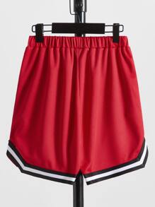 SHEIN 男孩字母圖案織帶拼接短褲