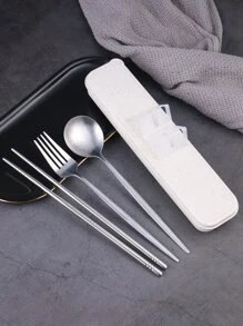 1set Stainless Steel Flatware & 1pc Box - Silver - View 4
