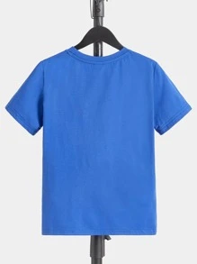 SHEIN Tops con trai Hoạt hình Giải trí - Xanh đậm - Xem 2