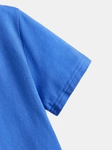 SHEIN Tops con trai Hoạt hình Giải trí - Xanh đậm - Xem 3