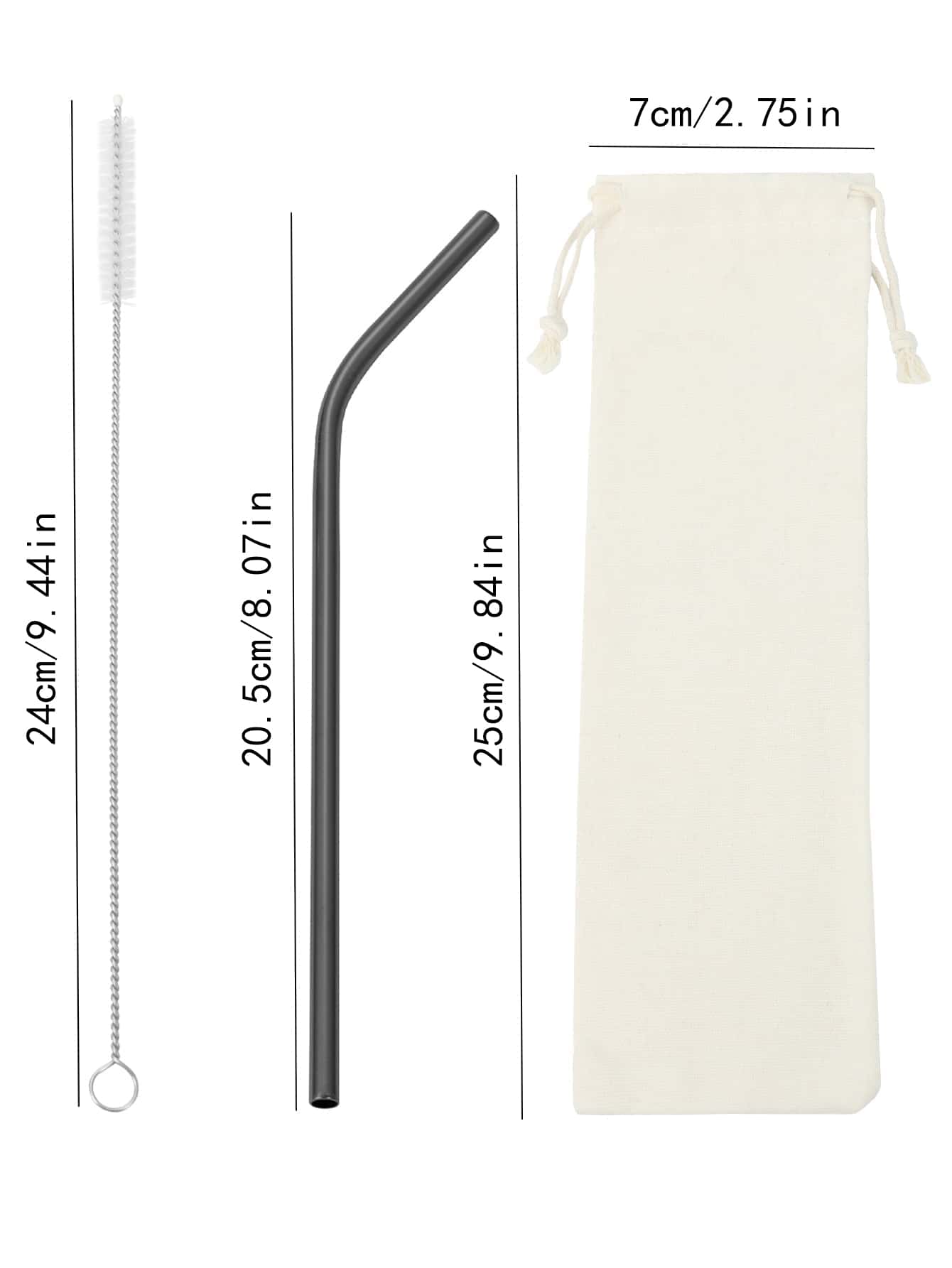 Gaazky 8pcs Stainless Steel Straw & 2pcs Cleaning Brush & 1pc Storage Bag Set,Kitchen,Christmas Gift,School Supplies