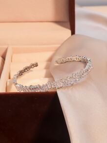 rakol Vòng đeo tay trang trí bằng đá khối Zirconia cho phụ nữ cho tiệc tiệc cưới - Bạc - Xem 2