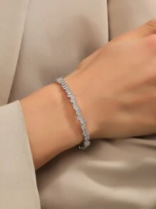 rakol Vòng đeo tay trang trí bằng đá khối Zirconia cho phụ nữ cho tiệc tiệc cưới - Bạc - Xem 3