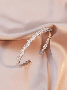 rakol Vòng đeo tay trang trí bằng đá khối Zirconia cho phụ nữ cho tiệc tiệc cưới - Bạc - Xem 4