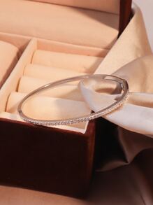 rakol Vòng tay trang trí bằng đá khối Zirconia cho phụ nữ cho tiệc tiệc cưới - Bạc - Xem 3