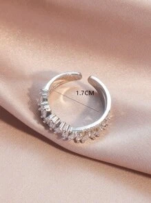 rakol Cubic Zirconia Decor Cuff Ring For Women For Party Banquet Wedding - Silver - View 5
