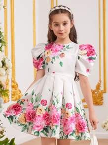 SHEIN Đầm Gái Dây kéo Xếp li Hoa Boho - Nhiều màu - Xem 1