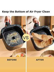 50 Chiếc Nồi Chiên Không Dầu Air Fryer Giấy Lót Dùng Một Lần, Giấy Da Vuông, Giấy Nướng Chống Dính, 6.3inchx6.3inch, Dành Cho Nhà Bếp Nướng Nồi Chiên Không Dầu Air Fryer Liners Nồi Chiên Không Khí Giấy Airfryer Air Frier - Màu Khaki - Xem 4