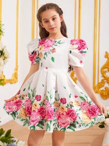 SHEIN Đầm Gái Dây kéo Xếp li Hoa Boho - Nhiều màu - Xem 4