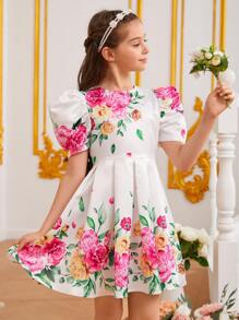 SHEIN Đầm Gái Dây kéo Xếp li Hoa Boho - Nhiều màu - Xem 5