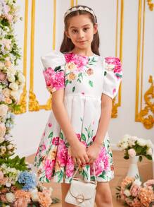 SHEIN Đầm Gái Dây kéo Xếp li Hoa Boho - Nhiều màu - Xem 6