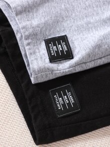 Baby Boy 2pcs Letter Patched Detail Knot Front Shorts - Multicolor - View 3