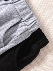 Baby Boy 2pcs Letter Patched Detail Knot Front Shorts - Multicolor - View 5