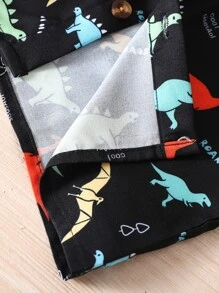 SHEIN Đứa bé trai In Khủng long Áo sơ mi & Quần short Without Tee - màu đen - Xem 4