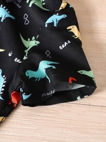 SHEIN Đứa bé trai In Khủng long Áo sơ mi & Quần short Without Tee - màu đen - Xem 7