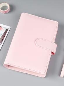 1pc A6 Plain Color Loose-leaf Cover With 6pcs Zipper Loose-leaf Bag