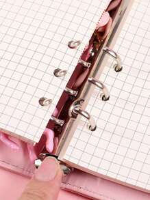 1pc A6 Plain Color Loose-leaf Cover With 6pcs Zipper Loose-leaf Bag