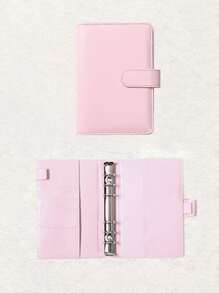 1pc A6 Plain Color Loose-leaf Cover With 6pcs Zipper Loose-leaf Bag