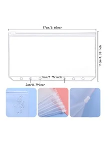1pc A6 Plain Color Loose-leaf Cover With 8pcs Zipper Loose-leaf Bag & 2pcs Sticker & 12pcs Budget Table Paper - Multicolor - View 3