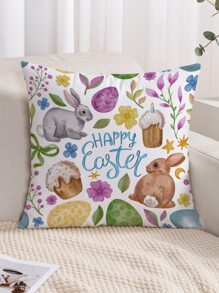 1pc Easter Rabbit Single Side Printed Pillow Case - Multicolor - View 1