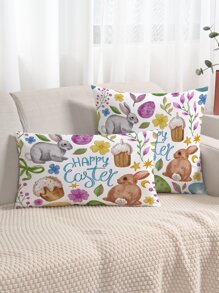 1pc Easter Rabbit Single Side Printed Pillow Case - Multicolor - View 2