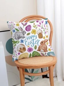1pc Easter Rabbit Single Side Printed Pillow Case - Multicolor - View 6