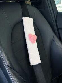 1pc Heart Decor Fuzzy Car Seat Belt Cover - Multicolor - View 5