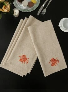 1件亚麻布花卉刺绣装饰方巾，高品质刺绣工艺，适用于厨房、餐桌、书桌、梳妆台、家居装饰、客厅、卧室、庭院、室内/室外、露营、别墅、节日、聚会、橱柜、餐厅、派对、婚礼装饰。 - 橘色 - 查看 3