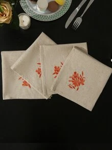 1件亚麻布花卉刺绣装饰方巾，高品质刺绣工艺，适用于厨房、餐桌、书桌、梳妆台、家居装饰、客厅、卧室、庭院、室内/室外、露营、别墅、节日、聚会、橱柜、餐厅、派对、婚礼装饰。 - 橘色 - 查看 4