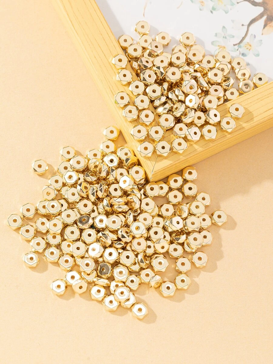 200 piezas/set Accesorio de joya DIY cuenta - Amarillo Oro - Ver 1