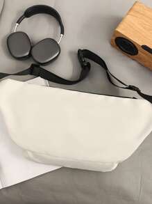 Cangurera con estampado de letra de gran capacidad - Blanco - Ver 4