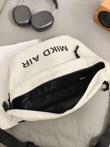 Cangurera con estampado de letra de gran capacidad - Blanco - Ver 5