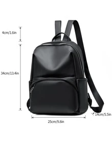 Mochila clásica impermeable, ligera y portátil con relieve Litchi - Negro - Ver 3