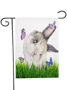 1pc Easter Rabbit Print Garden Flag - Multicolor - View 1