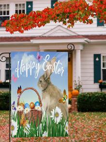 Easter Rabbit Print Garden Decorative Flag - Multicolor - View 5
