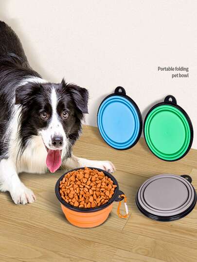 1入組可折疊隨機色寵物旅行碗