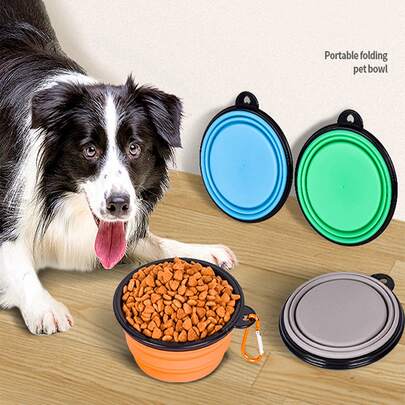 1入組可折疊隨機色寵物旅行碗